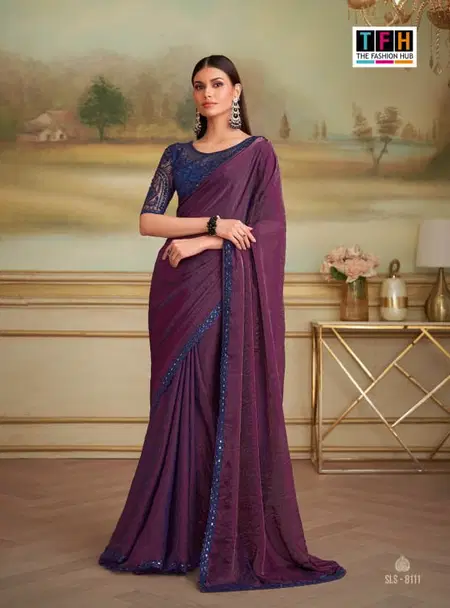 Purple Colour Salsa Style Vol 5 By Tfh Party Wear Saree Exporters In India 8111
